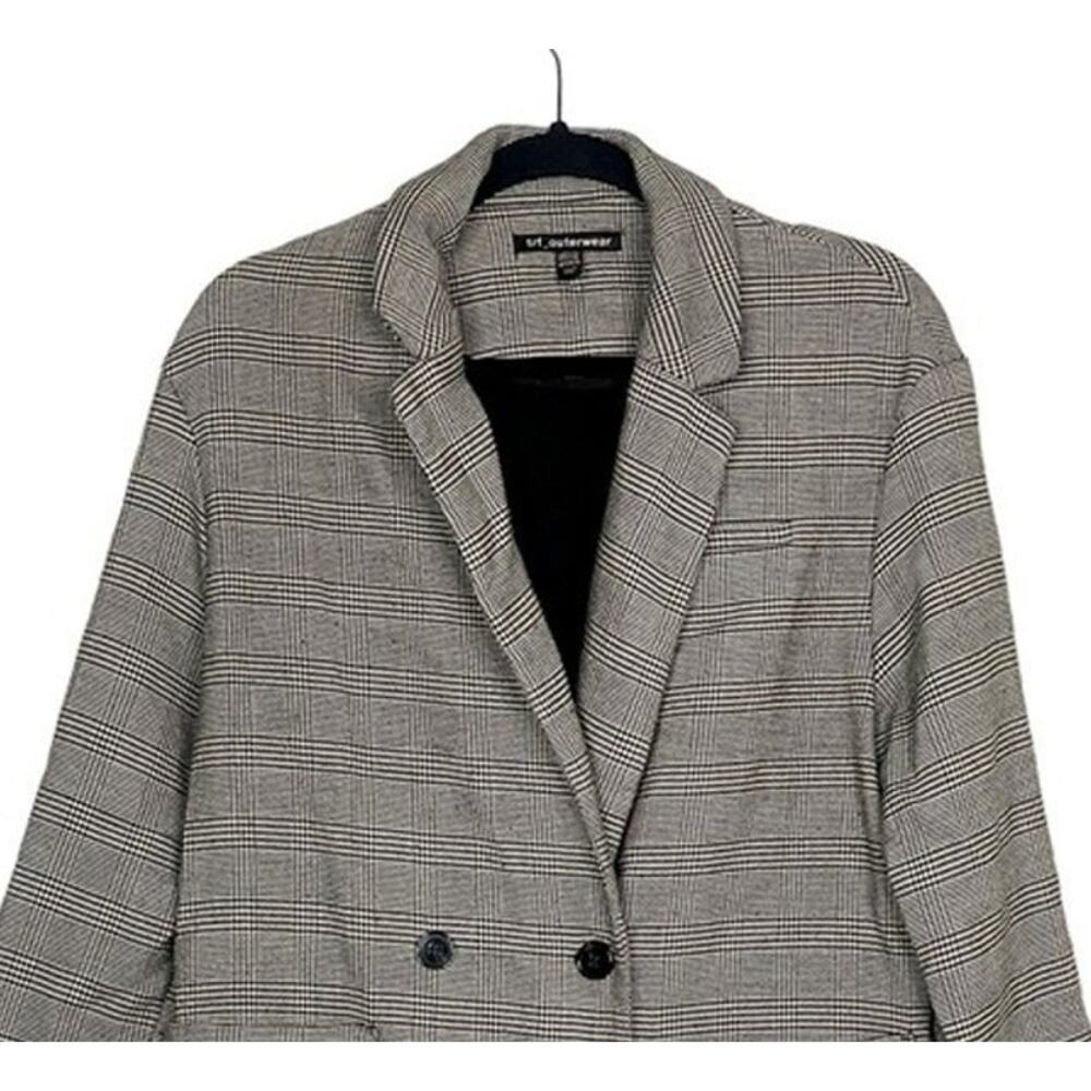 ZARA Oversized Double Breast Suit Jacket Sport Coat Blazer Pockets S / M Plaid - Picture 2 of 15